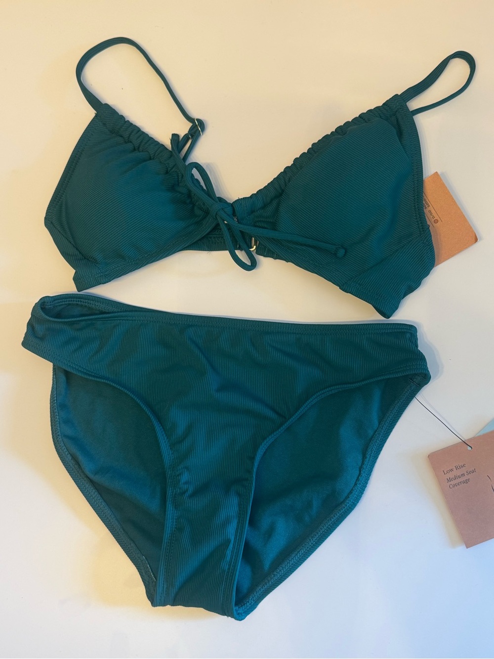 Shade & Shore dark Teal Ribbed Two-Piece Bikini Set NWT size XS(0-2)
